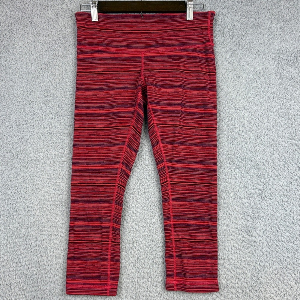 Lululemon Leggings Womens 8 Red Space Dye Wunder Under Crop Yoga Pants Workout